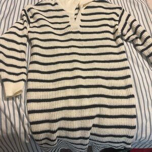 Midi Striped Knit Sweater Dress with slit